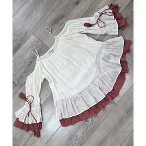 Entro Cold Shoulder Layered Peasant Top